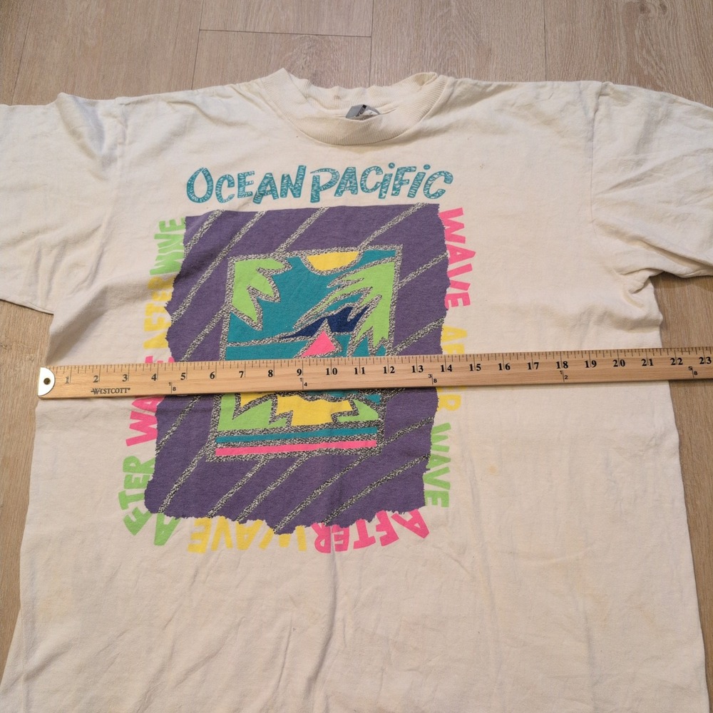 VTG OP Ocean Pacific Men Large One Size Shirt Surf Beach Cali Skater Distressed - Picture 7 of 11